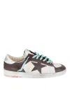 Golden Goose Distressed Leather Sneakers With Two-tone Star Patch In Brown