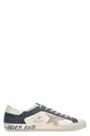 Golden Goose Men's Super-star Nappa Sneakers With Distressed Effect In White/dark Blue/gun Metal