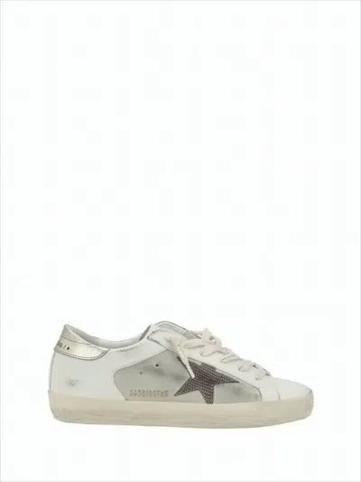Golden Goose Low-top Sneakers With Distressed Finish And Textured Star Detail In White