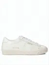 Golden Goose Low-top Sneakers With Distressed Leather Finish And Gold Accents In White