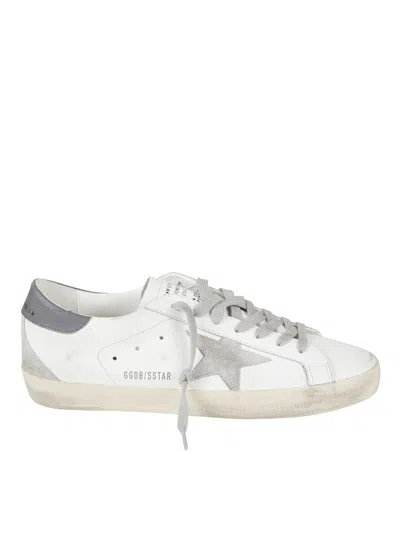 Golden Goose Low-top Sneakers With Grey Star And Distressed Sole In White