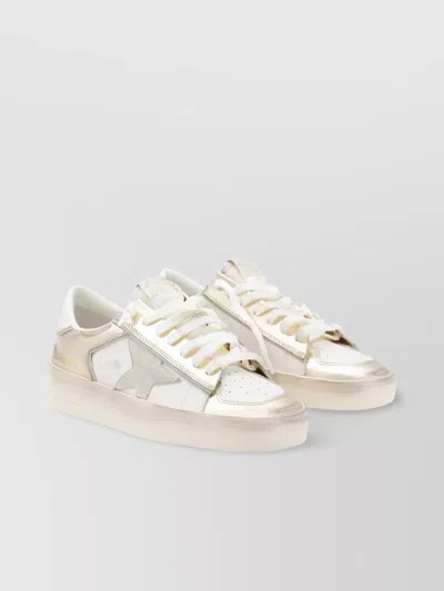 Golden Goose Low Top Sneakers With Metallic Finish And Star Detail In White