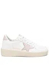 Golden Goose Distressed Leather Sneakers With Star Detail In White