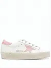 Golden Goose Low-top Sneakers With Pink Star Detail And Distressed Sole In White