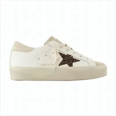 Golden Goose Low-top Sneakers With Suede Accents And Glittery Star In White