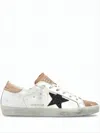 Golden Goose Low-top White Leather Sneakers With Beige Suede Accents And Distressed Finish In White