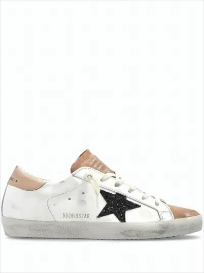 Golden Goose Low-top White Leather Sneakers With Beige Suede Accents And Distressed Finish