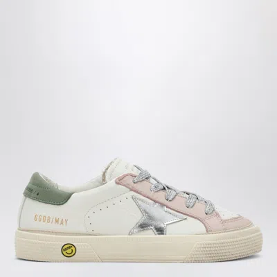 Golden Goose Lowtop Sneaker May White/pink/olive Green In Multi