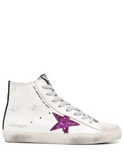 Golden Goose Star Patch Leather High-top Sneakers In White