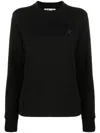 Golden Goose Crew Neck Logo Cotton Sweatshirt With Star Patch In Black