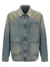 Golden Goose 'mackenzie' Denim Jacket Featuring Faded Effect