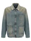 Golden Goose 'mackenzie' Denim Jacket Featuring Faded Effect