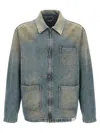 Golden Goose Light Blue Zip-fastening Shirt With Utility Pockets In Blue