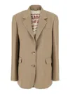 Golden Goose 'maia' Beige Jacket With All-over Pinstripe Motif In Viscose Blend Woman