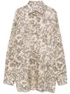 Golden Goose All-over Floral Print Shirt In Silk In Neutrals