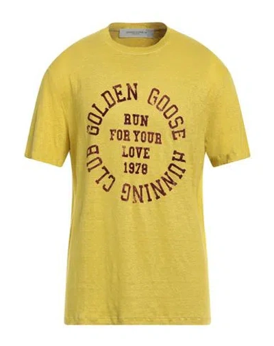 Golden Goose Man T-shirt Yellow Size L Linen, Elastane