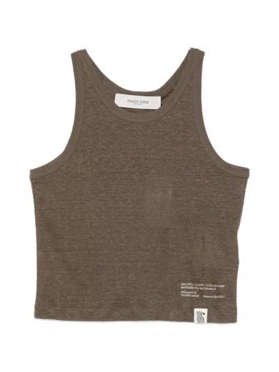 Golden Goose Mara Cropped Tank Top Double Star Back In Brown