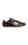 Golden Goose Marathon Leather Printed Star Sneaker In Black