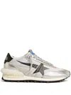Golden Goose Marathon Nylon Sneakers With Silver Ripstop And Black Star Shoes In Metallic