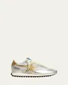 Golden Goose Running Marathon Sneakers In Silver Leather And Fabric In Metallic