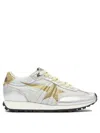 Golden Goose Running Marathon Sneakers In Silver Leather And Fabric In Metallic