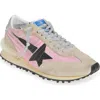Golden Goose Marathon Nylon And Suede Sneakers With Black Star Shoes In Pink/gold/silver