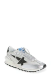 Golden Goose Marathon Nylon Sneakers With Silver Ripstop And Black Star Shoes In Silver/black