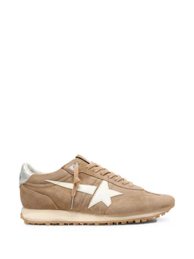 Golden Goose Marathon Sneakers In Tobacco Suede With White Star In Brown