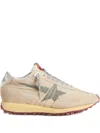 Golden Goose Marathon Sneakers With Beige Nylon Upper And Gray Star In Nude