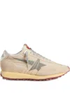 Golden Goose Marathon Sneakers With Beige Nylon Upper And Gray Star In Nude