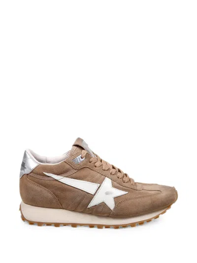 Golden Goose Seventies-inspired Vintage Track Sneaker With Metallic Heel Tab In Brown