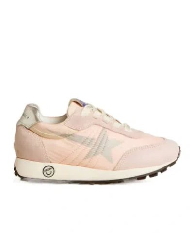 GOLDEN GOOSE MARATHON YOUNG IN PINK NYLON WITH PRINTED STAR AND LEATHER HEEL TAB