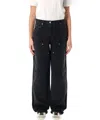 Golden Goose Wide Black Trousers In Denim In Black