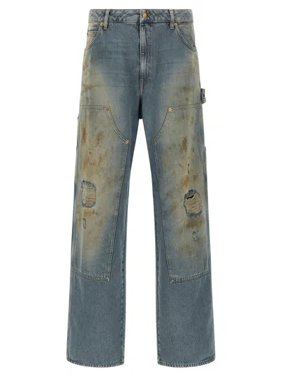 Golden Goose Light Blue And Beige Faded Effect Jeans