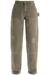 Golden Goose Painter Jeans With Chalk Stripe Effect In Kalamata (khaki)