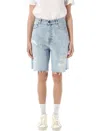 Golden Goose Distressed Denim Bermuda Shorts With Frayed Hem