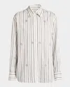 Golden Goose Marysole Embellished Striped Button-down Shirt In Papyruswindsorwine