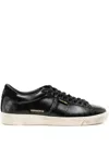Golden Goose Matchstar Suede-trimmed Distressed Glossed-leather Sneakers In Black