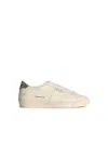 Golden Goose Matchstar In White Leather With Silver Glitter Heel Tab In White