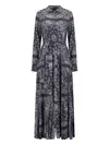 Golden Goose Bandana Print Long Sleeve Maxi Shirtdress In Gray