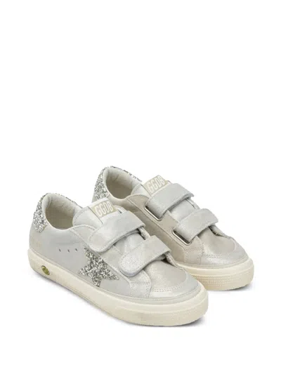 Golden Goose Babies' May Glitter-star Laminated Nappa Sneakers In White