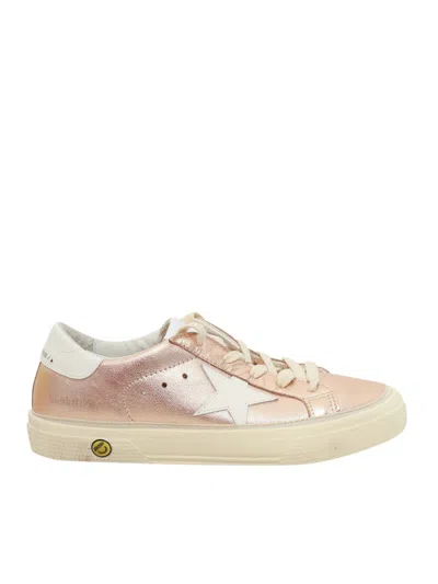 GOLDEN GOOSE MAY LAMINATED UPPER LEATHER STAR AND HEEL