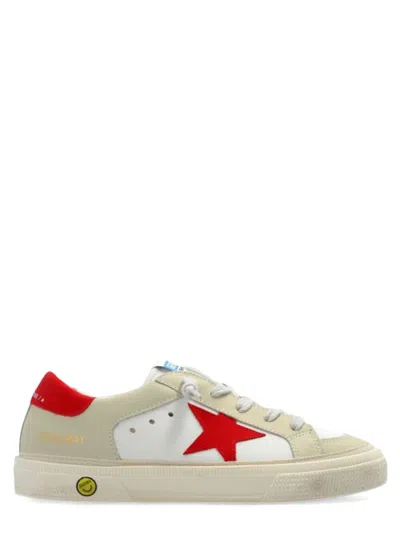 Golden Goose Kids' May Leather And Nubuck Upper Leather Star And Heel In White