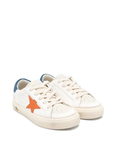 Golden Goose Kids' May Leather Sneakers In White