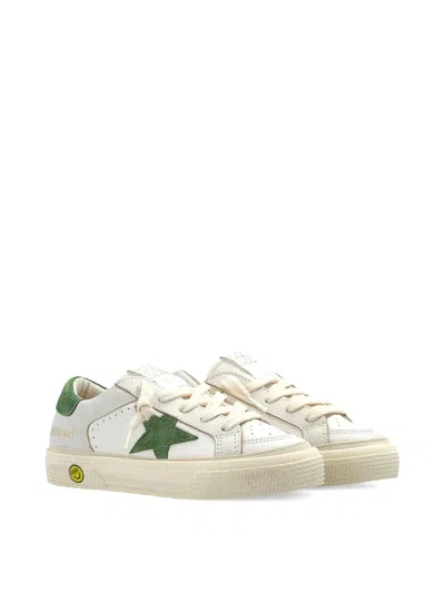 Golden Goose Kids' May Leather Sneakers In White