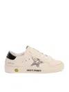 Golden Goose May Leather Upper Toe And Heel Glitter Star Signature Foxing Sneakers In Neutral