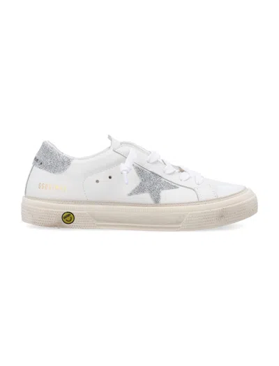 Golden Goose Kids' May Leather In White/silver