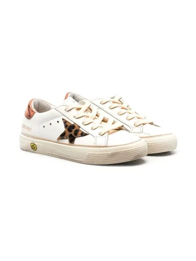 Golden Goose Kids' May Low-top Lace-up Sneakers In White