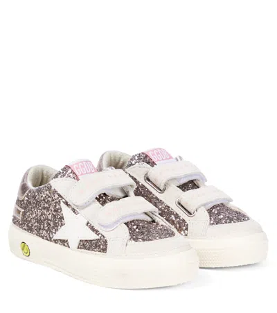 Golden Goose Kids' May School Glitter And Suede Sneakers