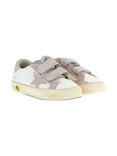 Golden Goose Kids' May School Star Suede Sneakers In White